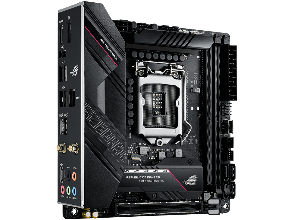 ROG STRIX B560-I GAMING WIFI angled view from left