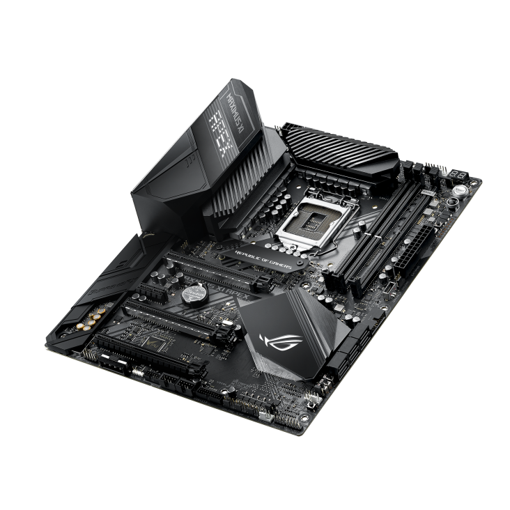 ROG MAXIMUS XI APEX top and angled view from right