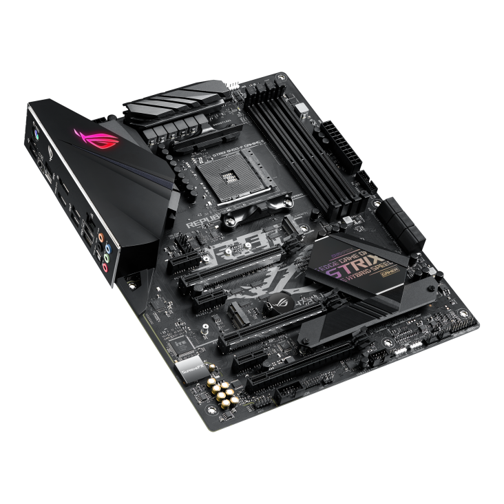 ROG STRIX B450-F GAMING II top and angled view from left