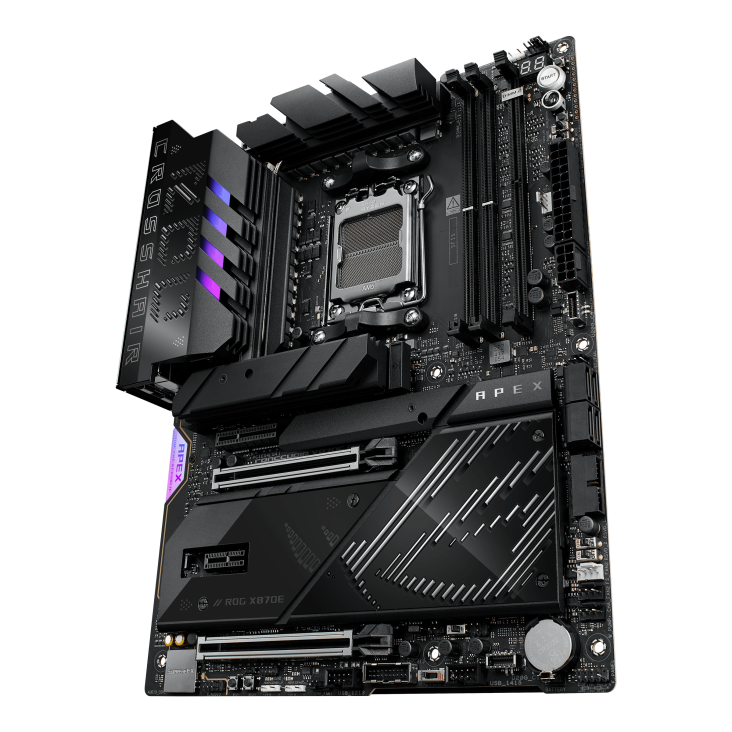 ROG CROSSHAIR X870E APEX angled view from right