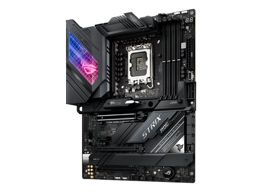 ROG STRIX Z690-E GAMING WIFI angled view from right