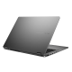 Matte Gray ASUS Vivobook 14 Flip shown from the back side with a visible striped-hinge design.