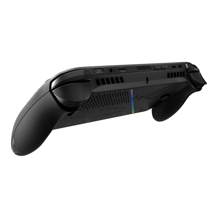 ROG Xbox Ally X angled view from the rear, tilting at 45 degrees