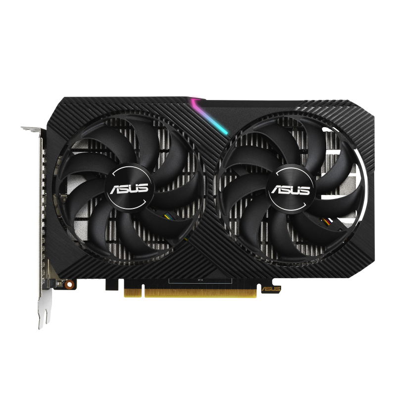 ASUS Dual GeForce GTX 1650 MINI 4GB GDDR6 graphics card, front view