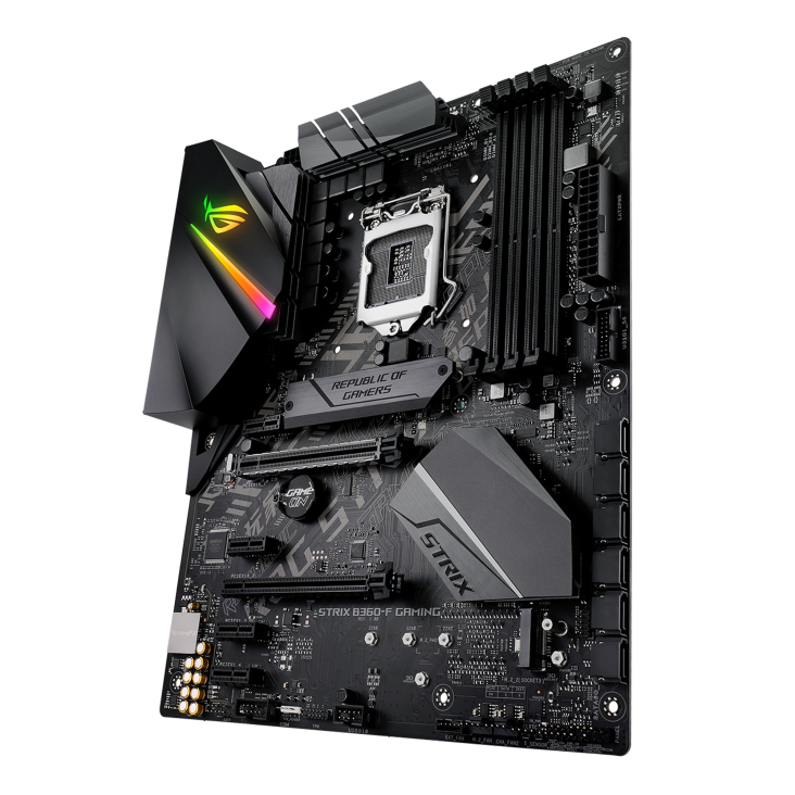 ROG STRIX B360-F GAMING angled view from right