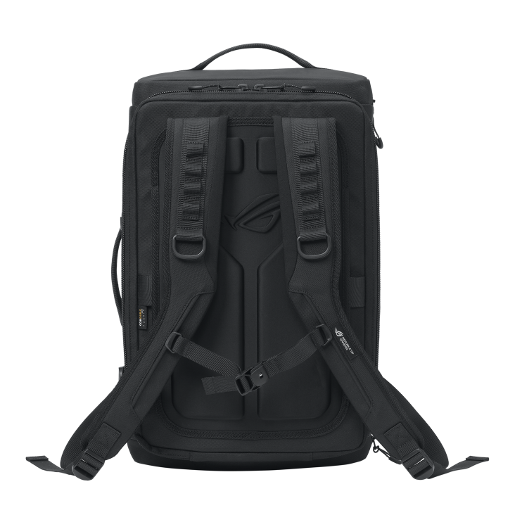 Back side of the ROG Archer Weekender 17 with the straps visible