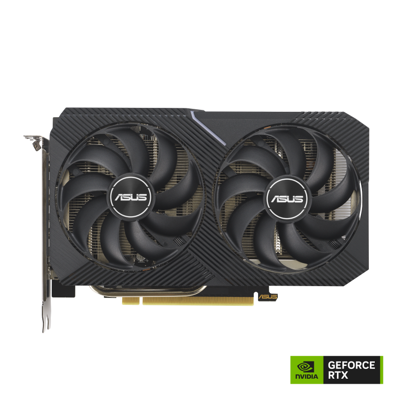ASUS Dual GeForce RTX™ 3050 SI Edition 8GB GDDR6 graphics card with NVIDIA logo, front view