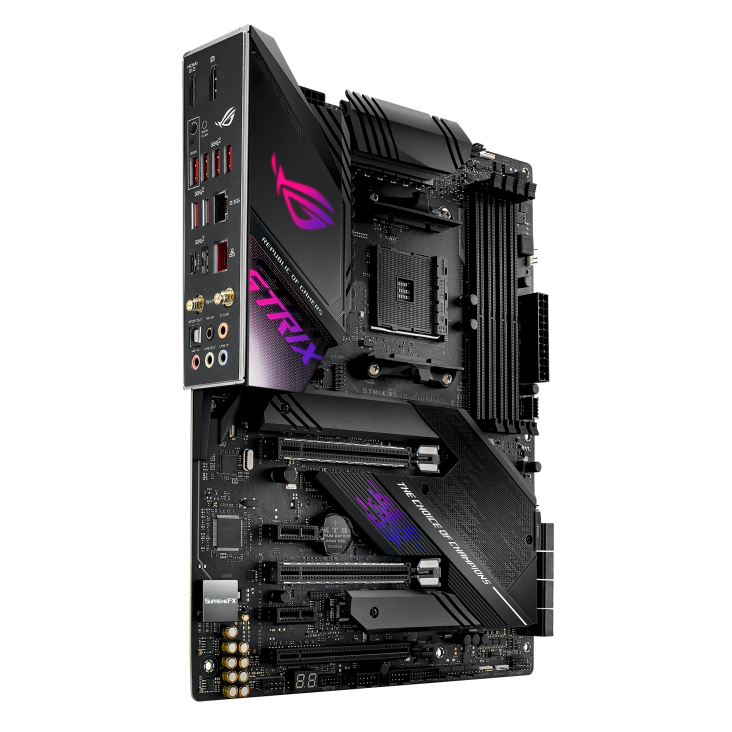 ROG Strix X570-E Gaming angled view from left