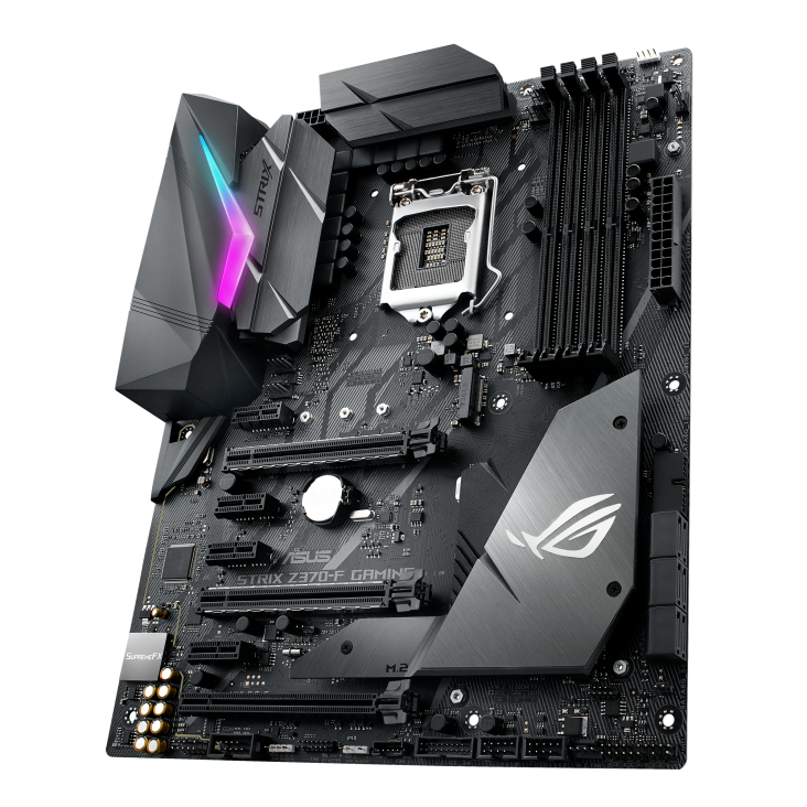 ROG STRIX Z370-F GAMING angled view from right