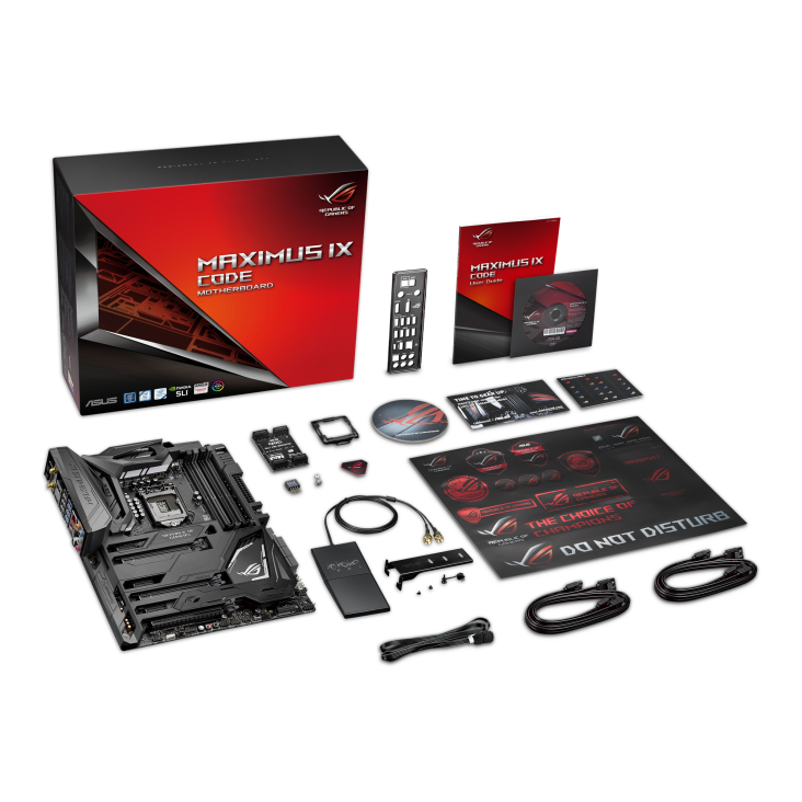 ROG MAXIMUS IX CODE top view with what’s inside the box