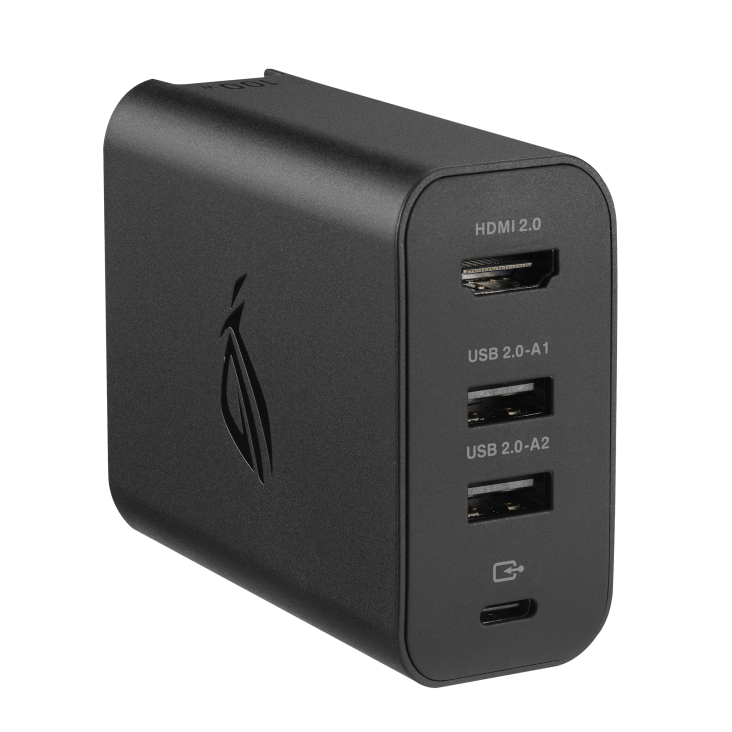 ROG 100W Gaming Charger Dock with HDMI and USB ports.