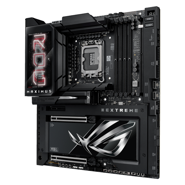 ROG MAXIMUS Z890 EXTREME front view, 45 degrees, viewed from left