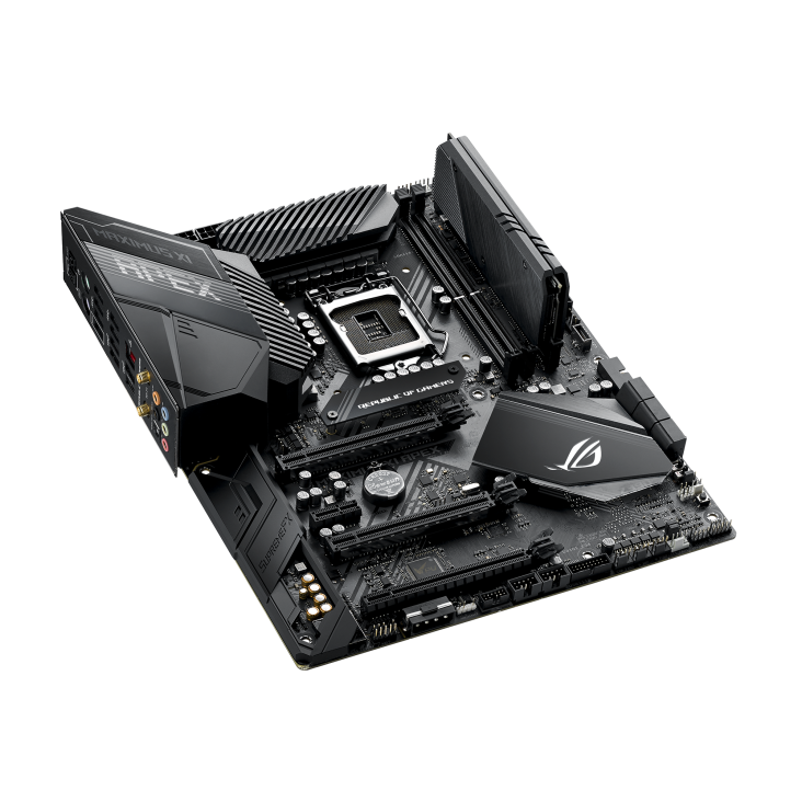 ROG MAXIMUS XI APEX top and angled view from left