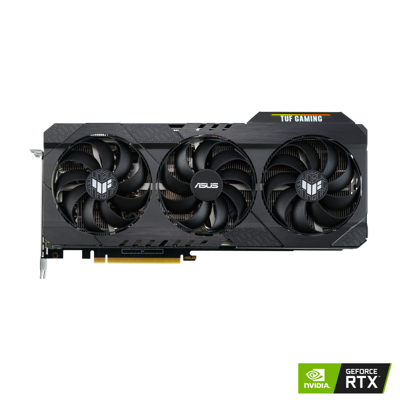 TUF Gaming GeForce RTX 3060 OC Edition graphics card with NVIDIA logo, front view