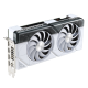 ASUS DUAL GeForce RTX 4070 White edition graphics card highlighting the fans and IO ports 2