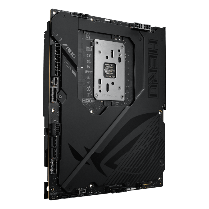 ROG CROSSHAIR X870E HERO BTF back view from left