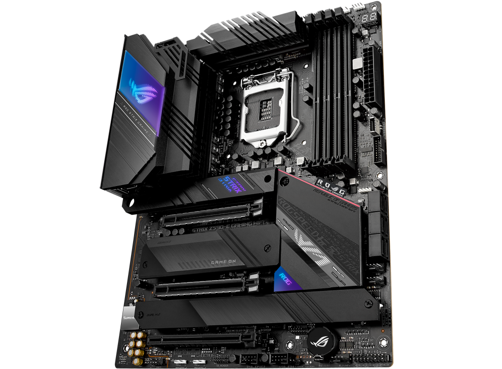 ROG STRIX Z590-E GAMING WIFI angled view from right