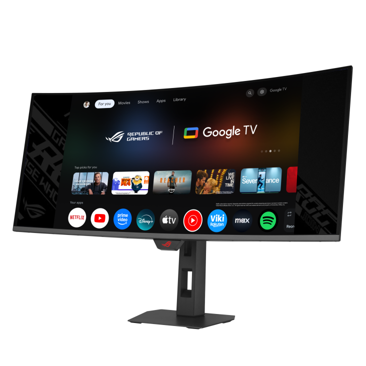 XG34WCDMTG_Front view to the left with google tv inscreen