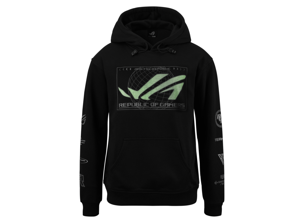 ROG Cosmic Lit Hoodie _ front side with luminous view