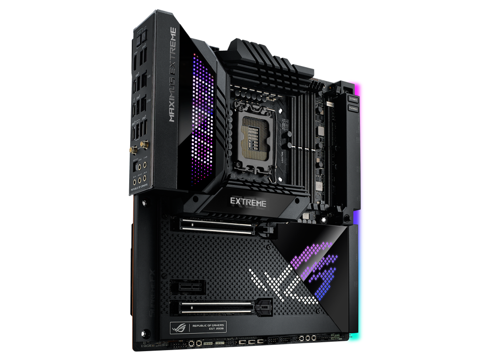 ROG MAXIMUS Z690 EXTREME angled view from left