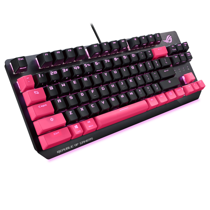 ROG Strix Scope TKL Electro Punk angled view from left