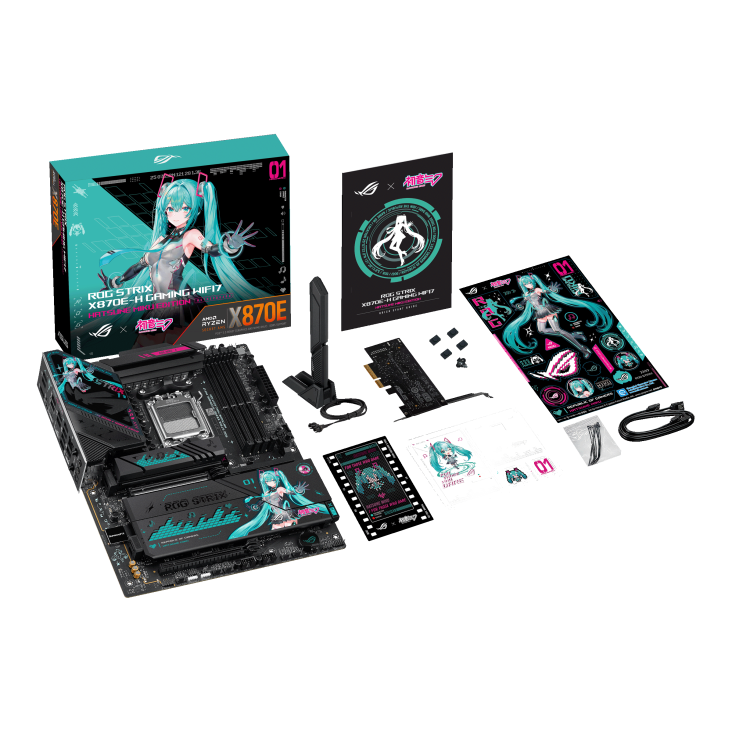 ROG STRIX X870E-H GAMING WIFI7 HATSUNE MIKU EDITION with color box and accessories