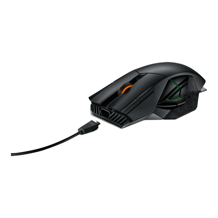 ROG Spatha angled view from the front with USB Type-C Cord