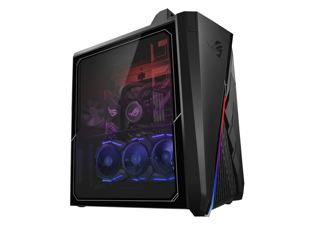 Off side view of G35CA, with emphasis on the liquid cooler and the graphics card.