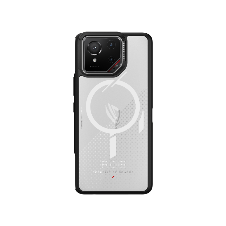 DEVILCASE Guardian – Mag with a ROG Phone 9 (White color) angled view from