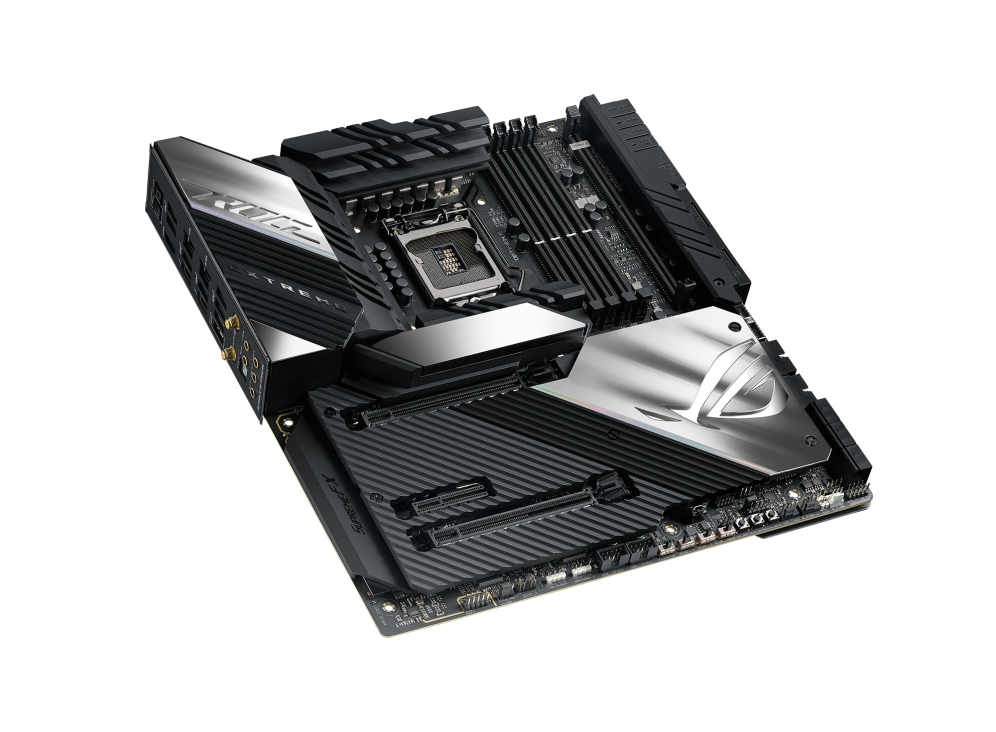 ROG Maximus XIII Extreme top and angled view from left