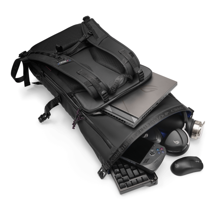 A backpack with electronic gadgets
