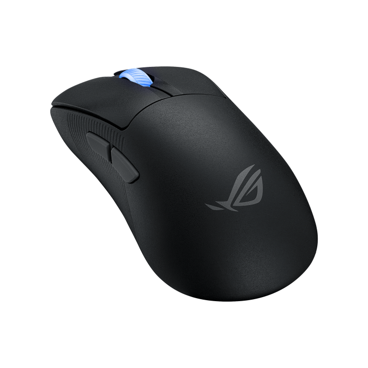 ROG Keris II Ace –angled view from the left with the mouse lying flatter forward