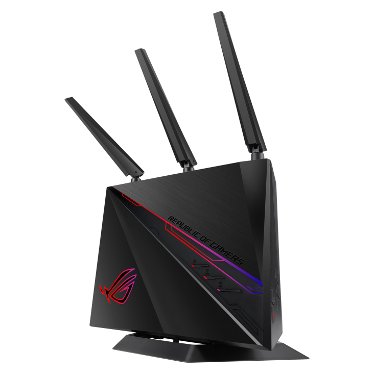 ROG Rapture GT-AC2900 front view, tilted 45 degrees