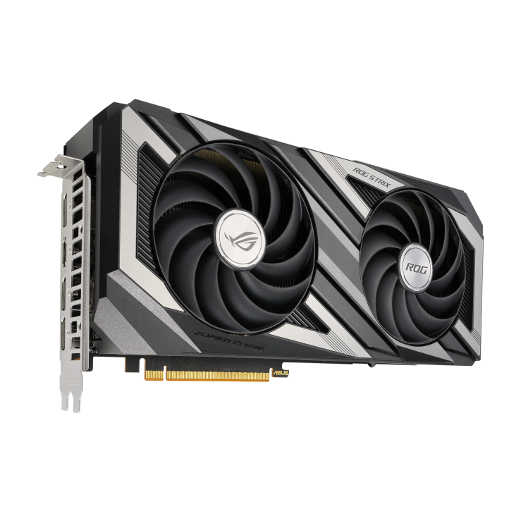 ROG STRIX Radeon RX 7600 OC Edition left angled forward view