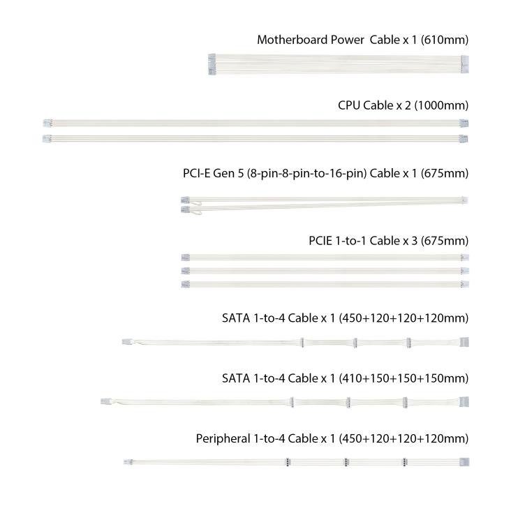 ROG STRIX 850W Gold White Edition cable lineup