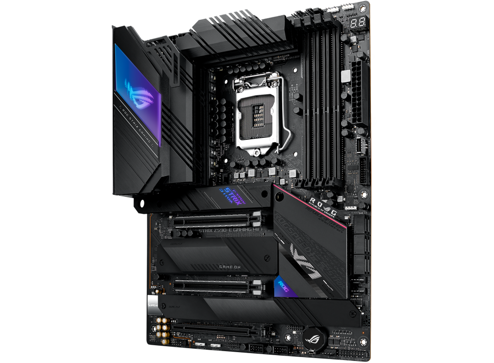 ROG STRIX Z590-E GAMING WIFI angled view from right