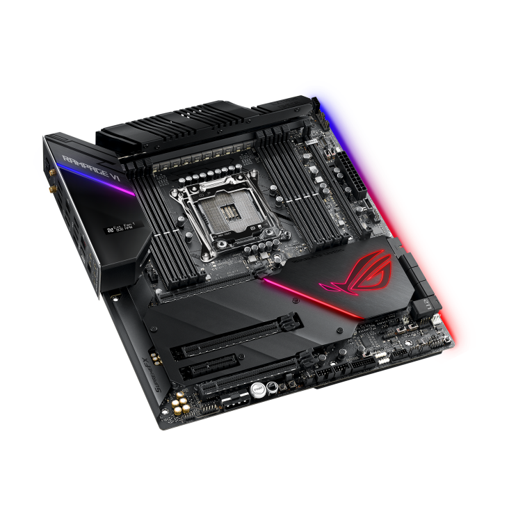 ROG RAMPAGE VI EXTREME OMEGA top and angled view from left