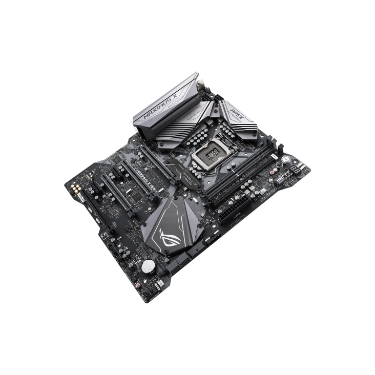 ROG MAXIMUS X APEX top and angled view from right