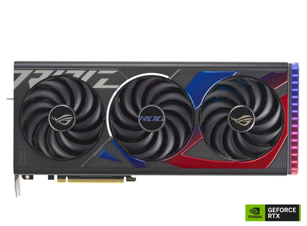 ROG Strix GeForce RTX 4070 graphics card, front side with NVlogo