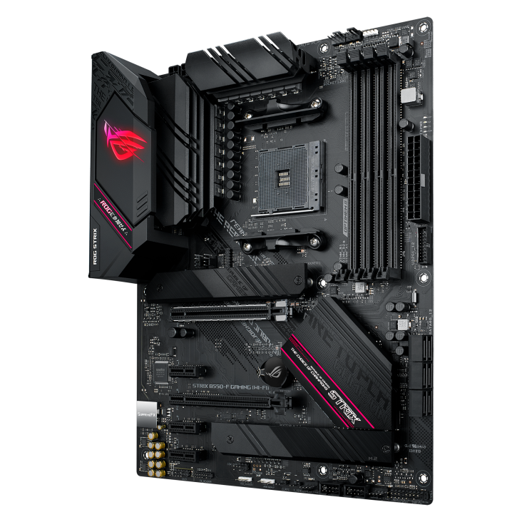 ROG STRIX B550-F GAMING (WI-FI) angled view from right