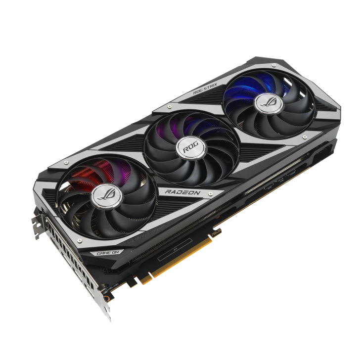 ROG-STRIX-RX6800-O16G-GAMING graphics card, front angled view