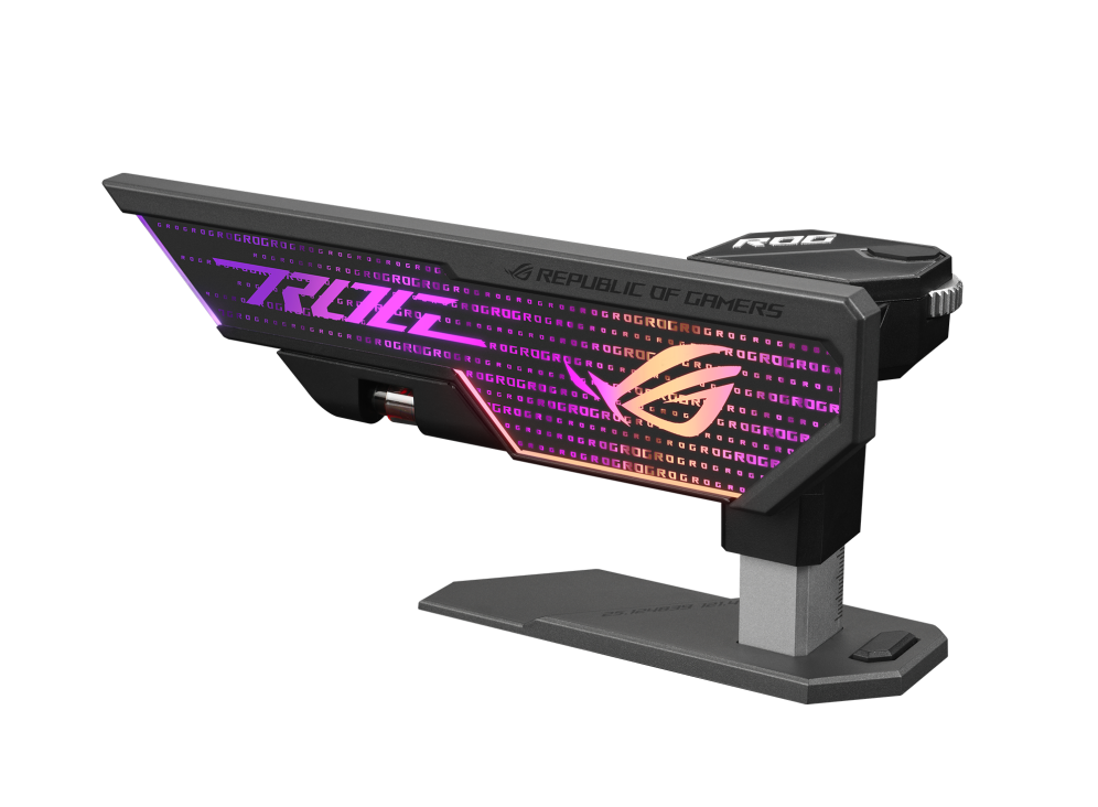 ROG Herculx front view, tilted 45 degrees, with AURA lighting