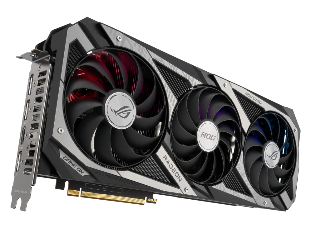 ROG Strix Radeon™ RX 6750 XT OC Edition graphics card, hero shot from the front