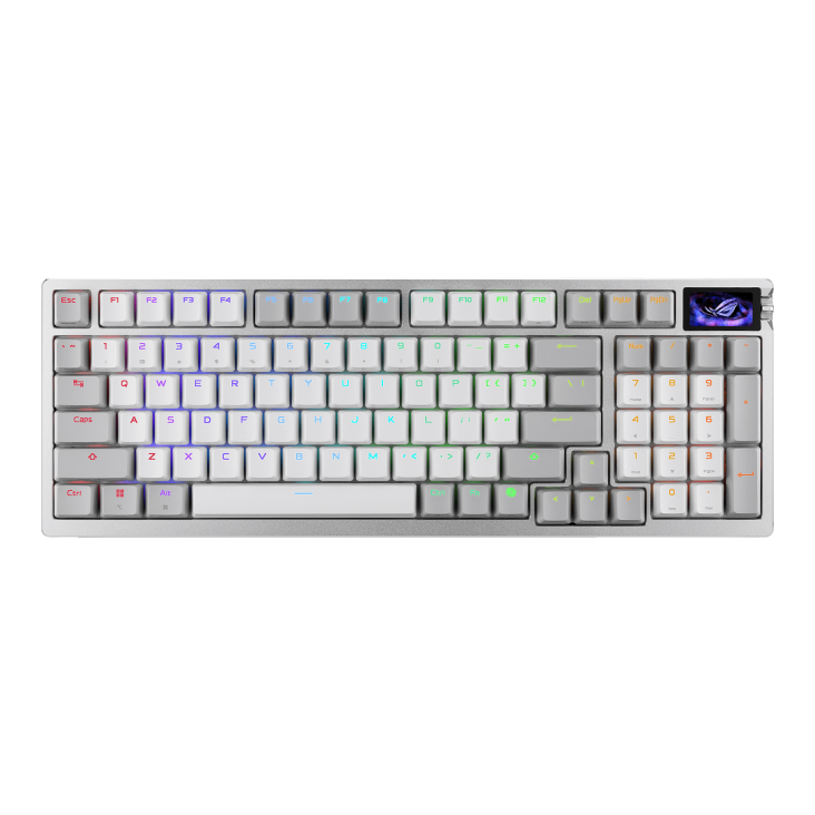 White ROG Azoth 96 HE front view without wrist rest