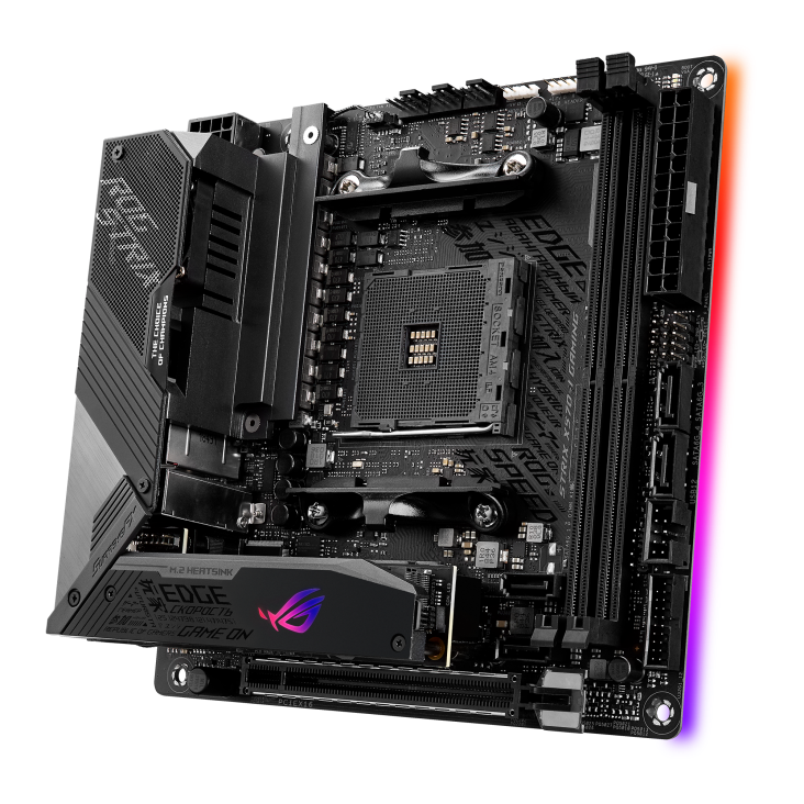 ROG Strix X570-I Gaming angled view from right