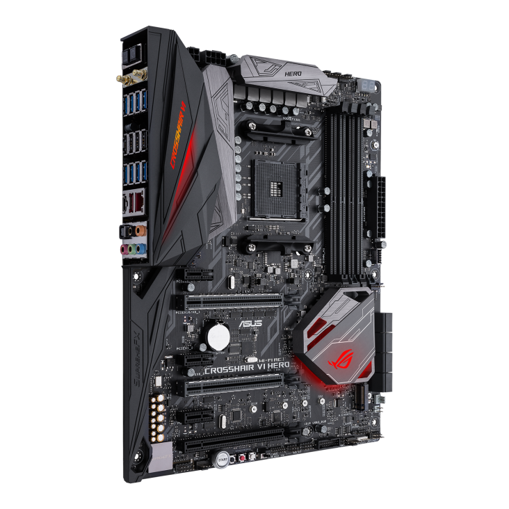 ROG CROSSHAIR VI HERO (WI-FI AC) angled view from left