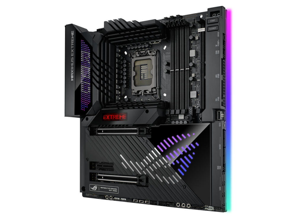 ROG MAXIMUS Z790 EXTREME angled view from right
