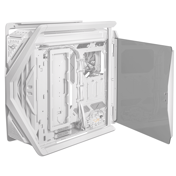 ROG Hyperion White right angle view with opened side panel