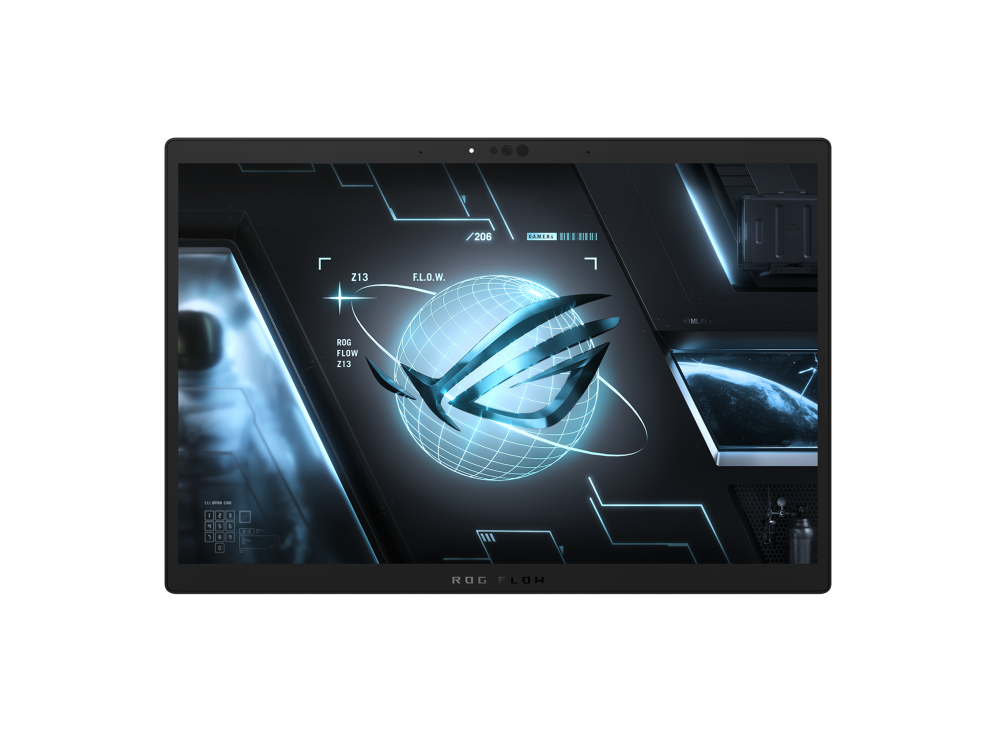 Front side of the Flow Z13 screen with the ROG Fearless Eye logo on screen
