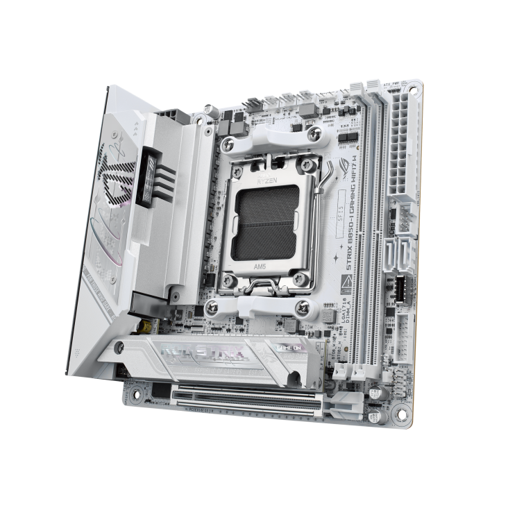 ROG STRIX B850-I GAMING WIFI7 W angled view, 45 degrees